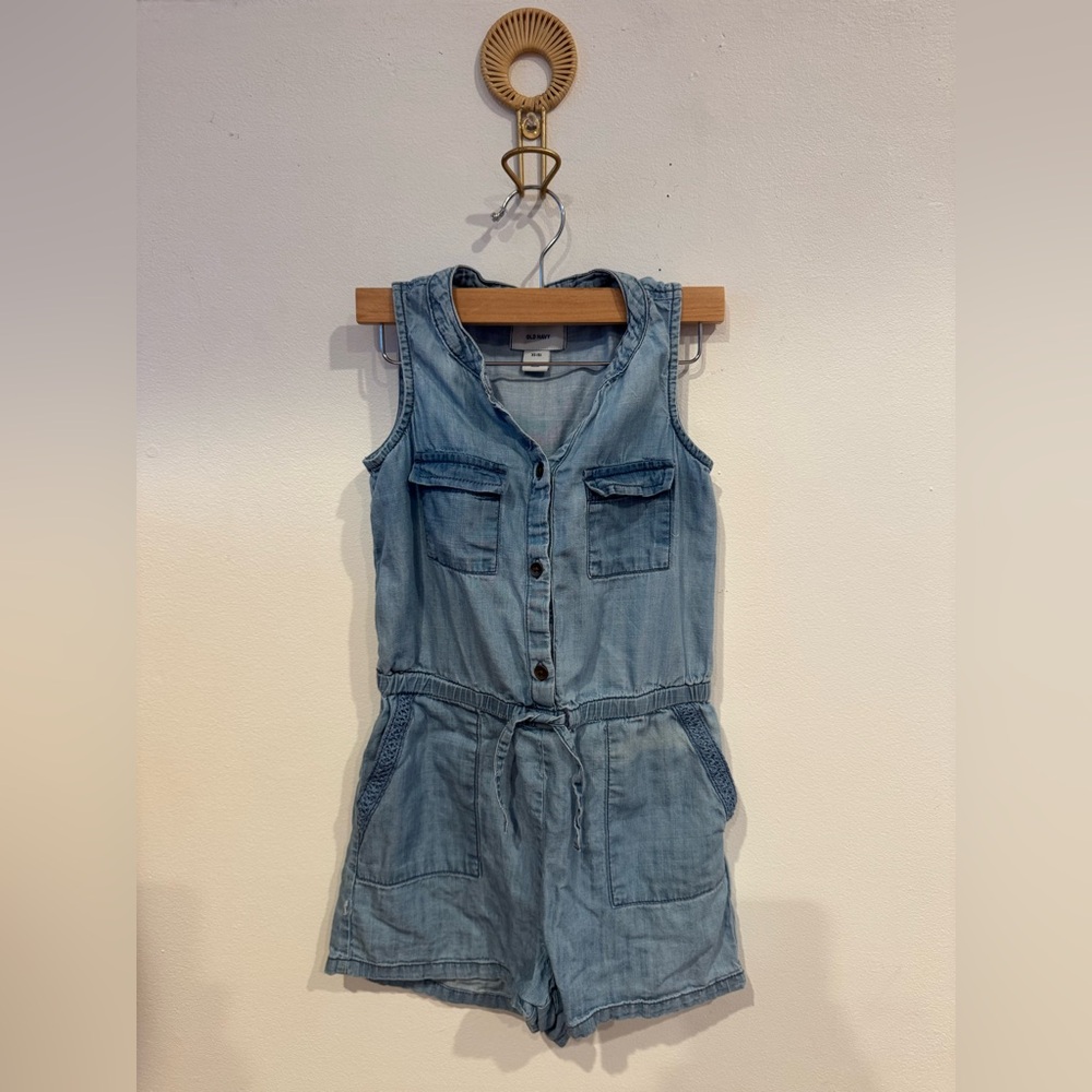 Sleeveless Denim Button-Down Romper